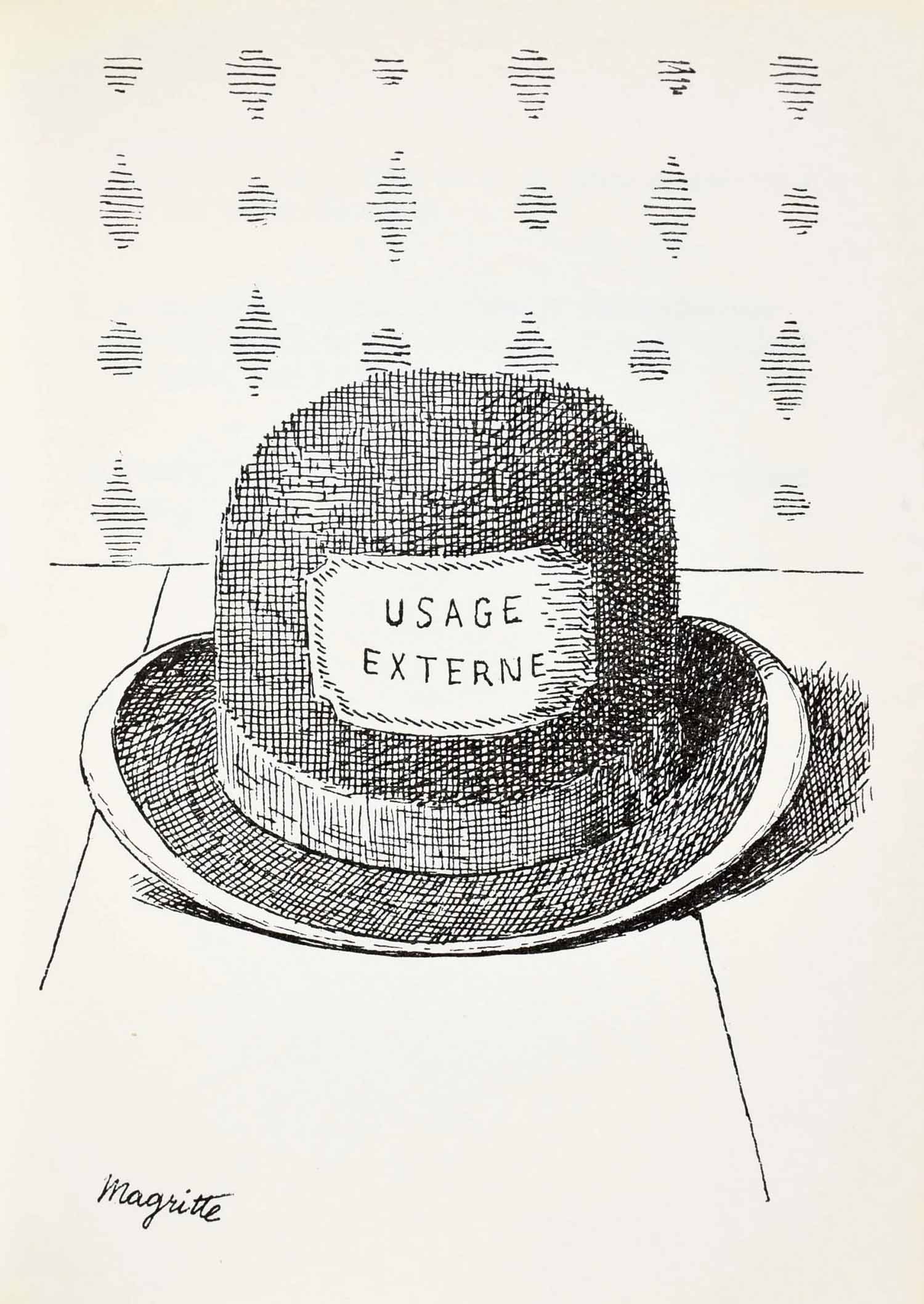 1966 Rene' Magritte Lithograph Bowler hat Aube a L'Antipode