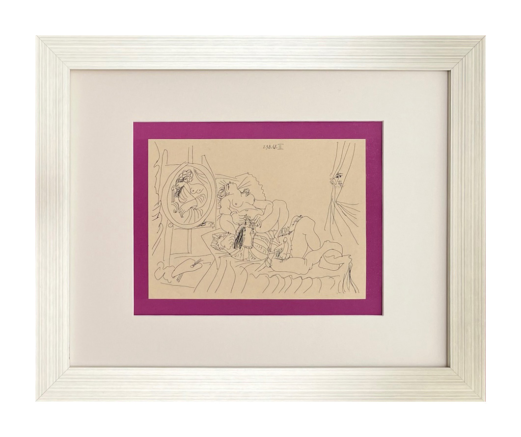Pablo Picasso Erotic Gravures 2 Dated 29-8-68 framed