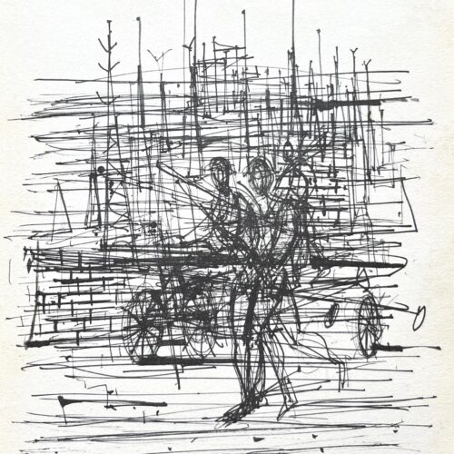 Jean Carzou Pencil Hand-Signed Drawing fascimile 1962