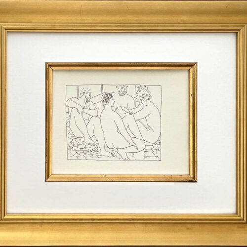 Picasso Metamorphoses 28 Four seated nude men framed