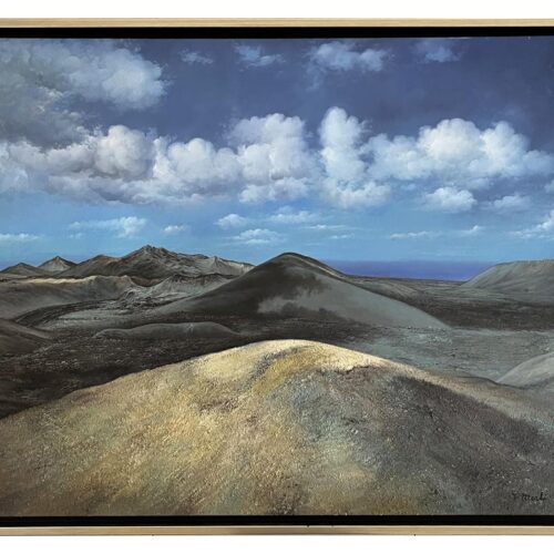 Joseph Merhi Timanfaya Mountains Original oil Painting on Canvas Framed