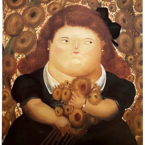 Fernando Botero 44 Girl in a garden of sunflowers 1983