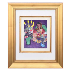 Matisse 24 Young Girl with Anemones on Violet Background framed