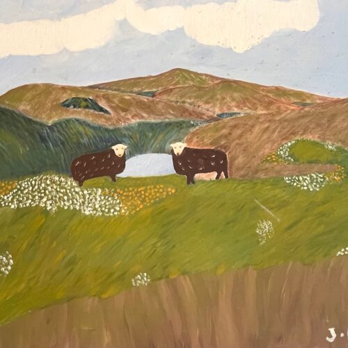 Joseph Merhi Green Original Oil Painting in 1988
