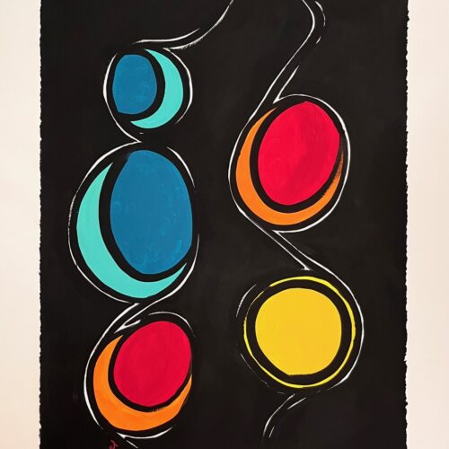 Joseph Merhi Five Circles 2020 Original Acrylic Painting on Paper