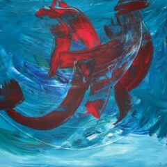 Joseph Merhi Surfing 2001 Original Acrylic Painting on Canvas