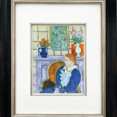 HM183BL-Matisse-18-Blue dress in ochre arm-chair-framed