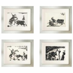 Set of four silver frame toros y toreros by picasso