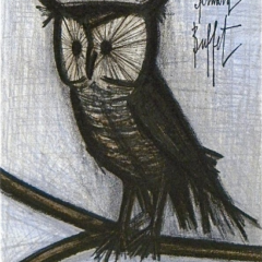 Buffet The little Owl Original Lithograph 1968