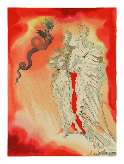 1960 Salvador Dali Woodcut Hell 21 The black devil