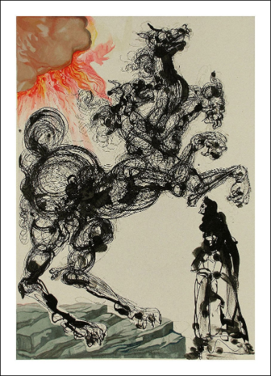1960 Salvador Dali Woodcut Hell 6 Cerbere