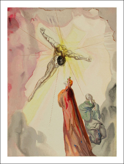 Salvador Dali Woodcut, Apparition of Christ-Paradise 14