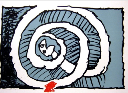 Pierre Alechinsky, Lithograph Festival bleu 1972
