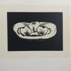 Braque Lithograph p71, Pommes sur fond noir