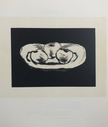 Braque Lithograph p71, Pommes sur fond noir