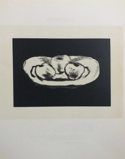 Braque Lithograph p71, Pommes sur fond noir
