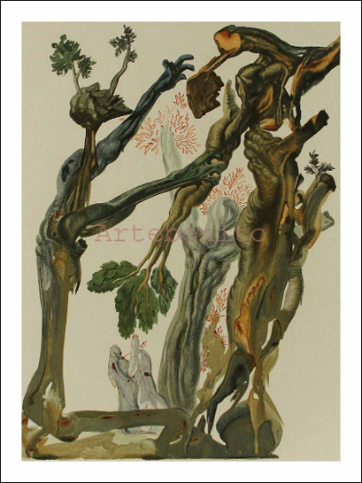 Salvador Dali, Hell 13, Woodcut, Divine Comedy