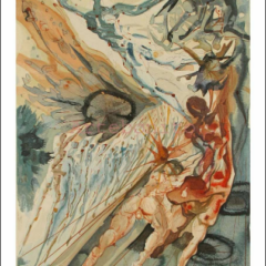 Dali Woodcut Purgatory 26 Meeting of two groups of lustful one