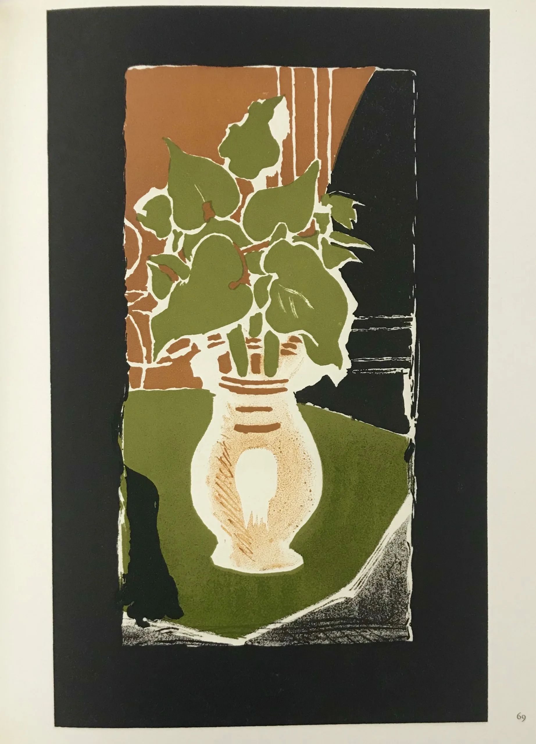 Braque Lithograph "feuilles couleur lumiere"1963 Mourlot