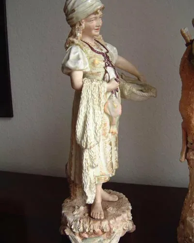 Sculptures Pair of Statue Hunters Royal Dux  14" H  over 100 years old