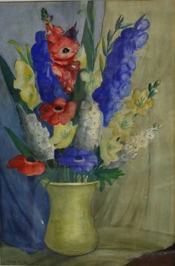 Edith Easton Waltz, Flowers Bouquet, Original Gouache Signed