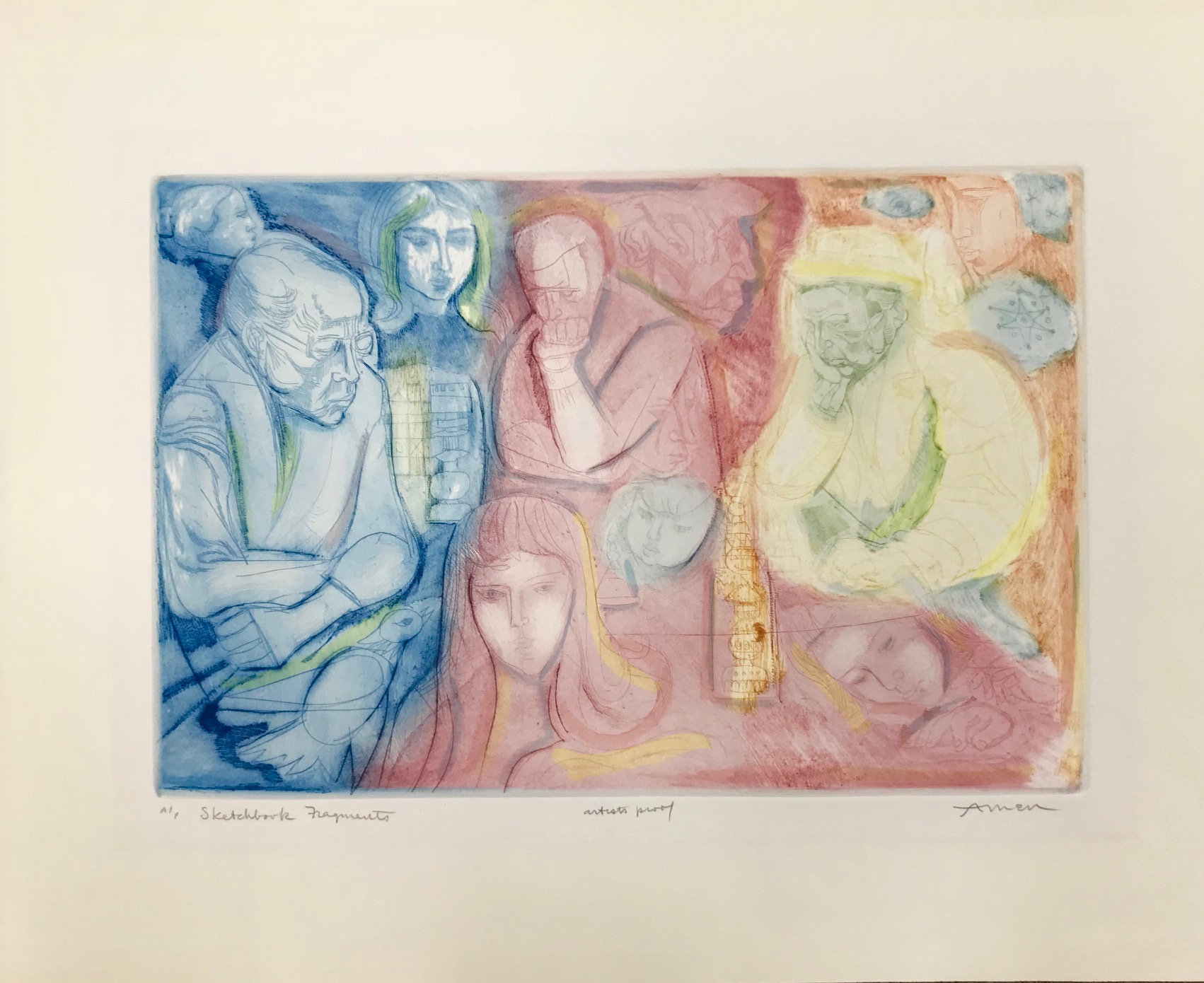 Irvin Amen Sketchbook Fragments Etching Pencil Signed & Numbered Framed
