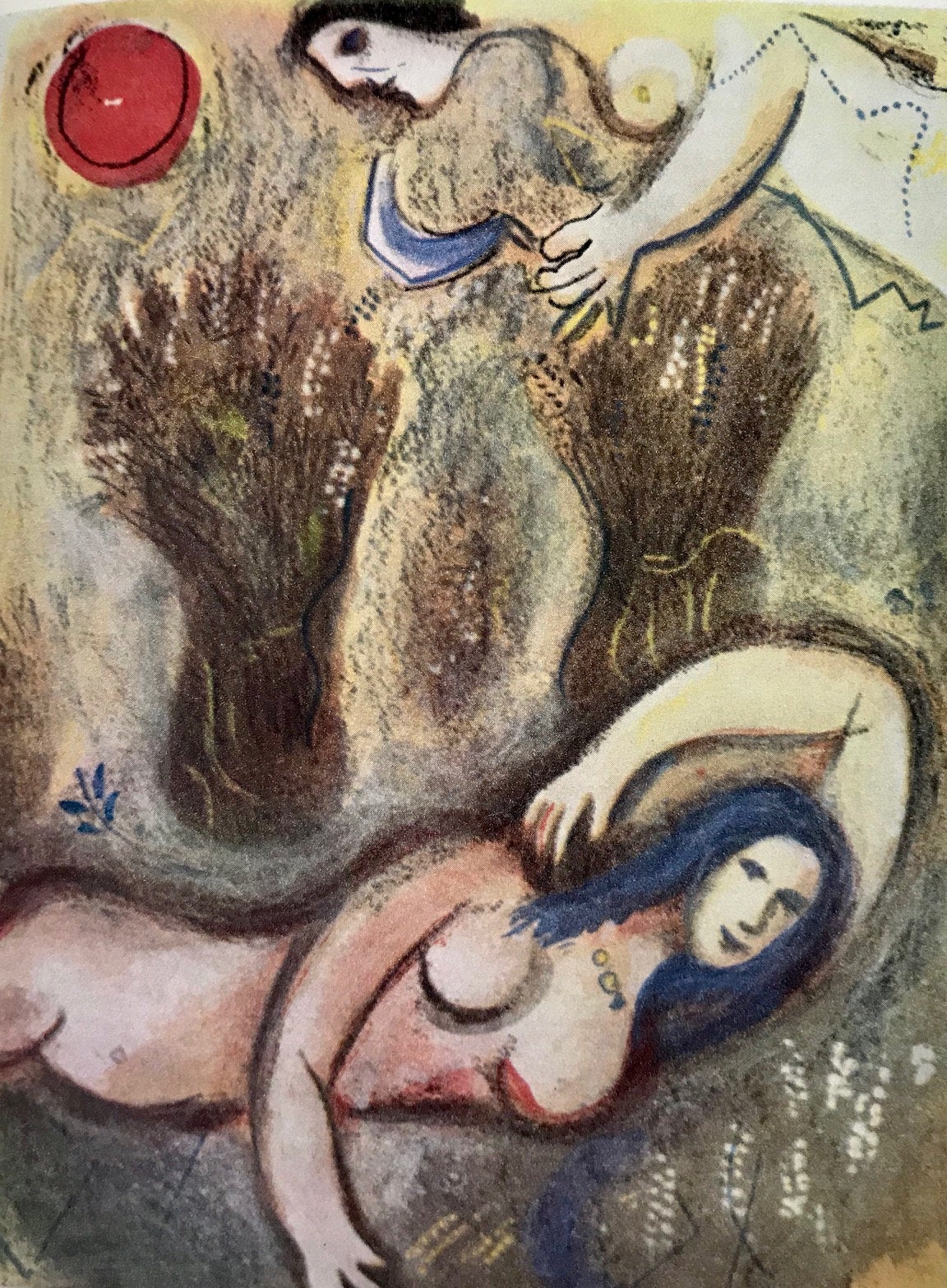 Chagall, Bible 1960, Booz se reveille et voit ruth a des pieds
