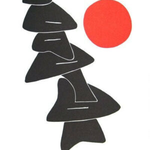 Calder Poster Lithograph, Stabiles noires et soleil rouge