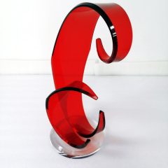 Lucite Sculpture Red Wave Signed by Grace Absi