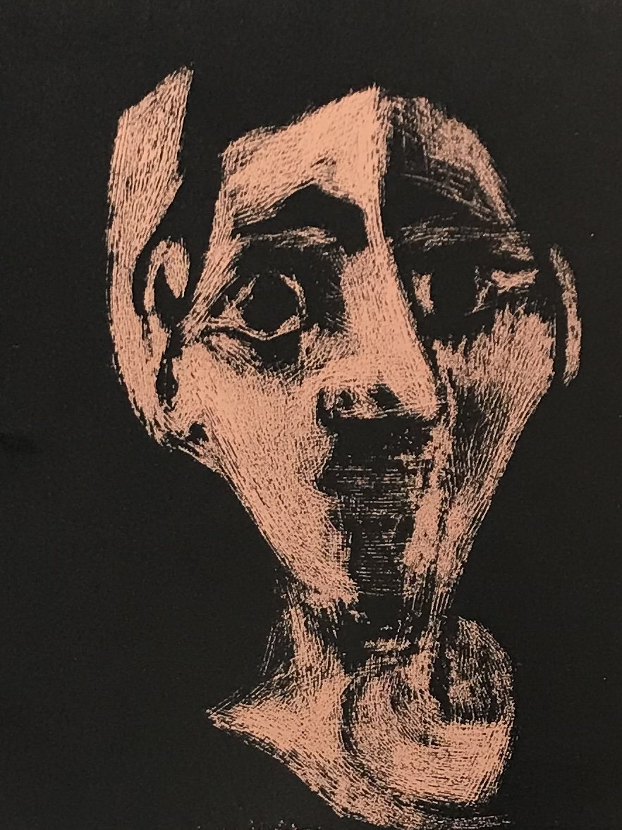 Pablo Picasso Face, Linocut 2 colors, XX siecle 1978