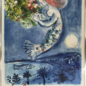 Marc Chagall Original Lithograph Poster, Bay of Angels, Nice series 1962, Framed