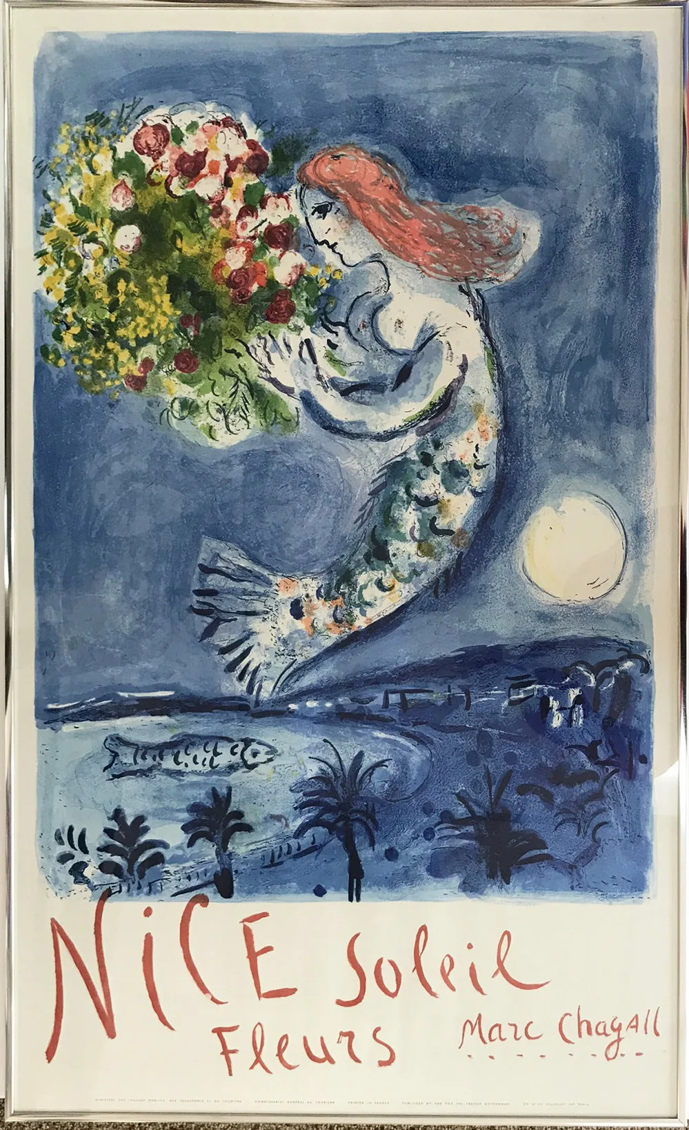 Marc Chagall Original Lithograph Poster, Bay of Angels, Nice series 1962, Framed