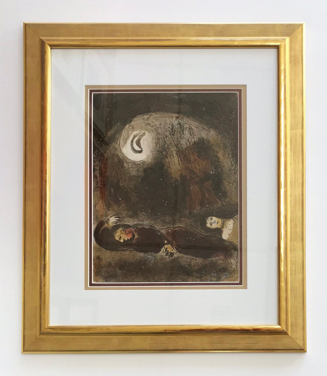 Marc Chagall, Original Lithograph 1960, Drawings for the Bible, Ruth aux pieds de Booz, Framed
