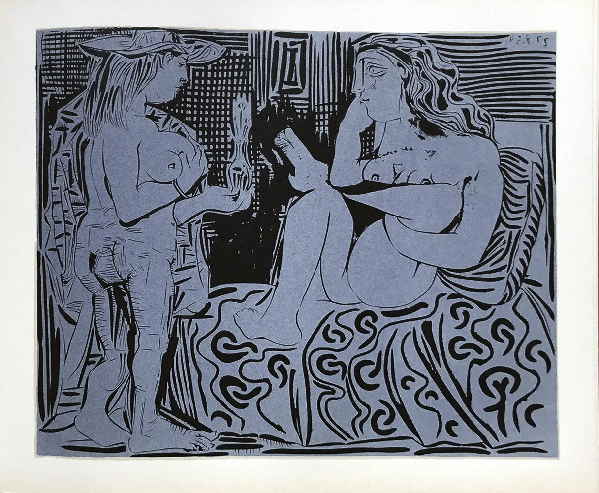 Pablo Picasso 12, Linogravures Deux femmes, 1962