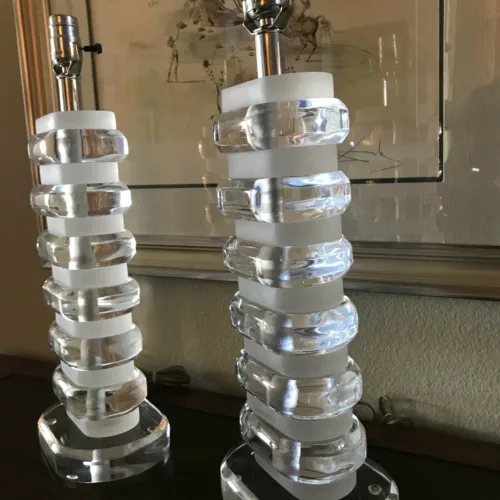 karl springer Pair of Lucite table lamp circa 1960's