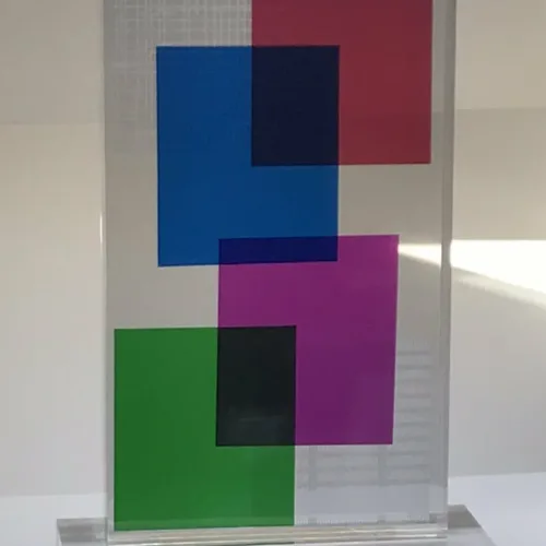 Lucite Acrylic Sculpture, Tower Composition 1