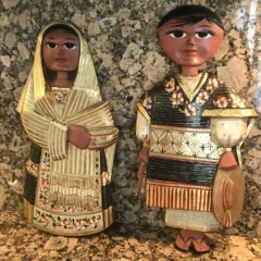 Pair of Folk Art, Signed by R. R. Pineda, Sculptural Wall Objects
