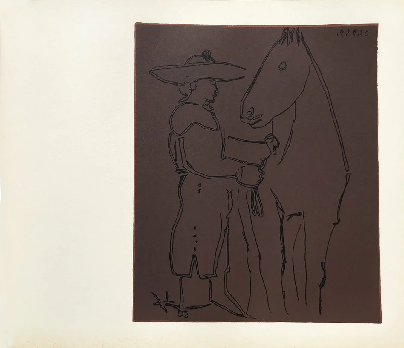 Picasso Linogravures 9, Picador et cheval 1962