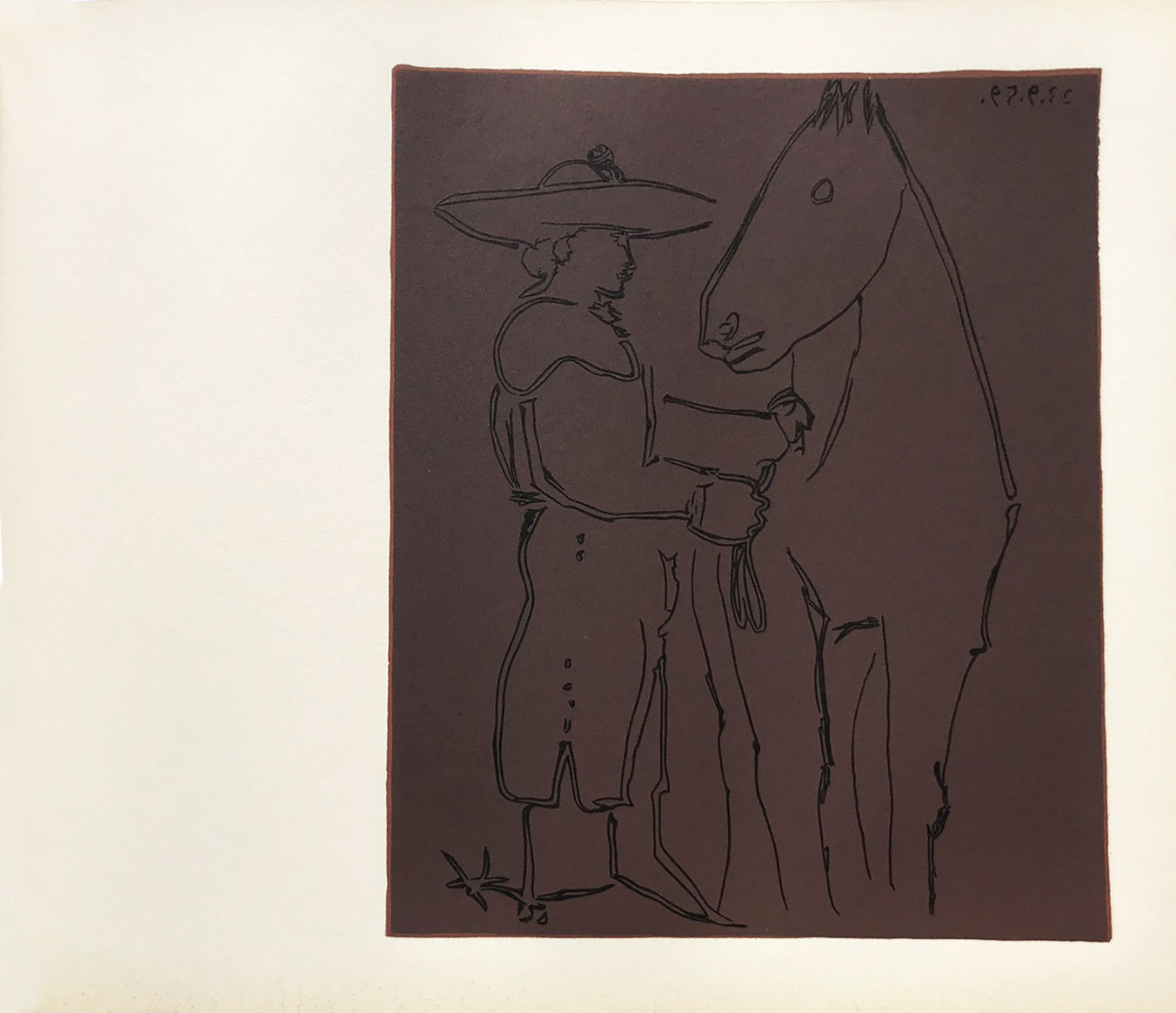 Picasso Linogravures 9, Picador et cheval 1962
