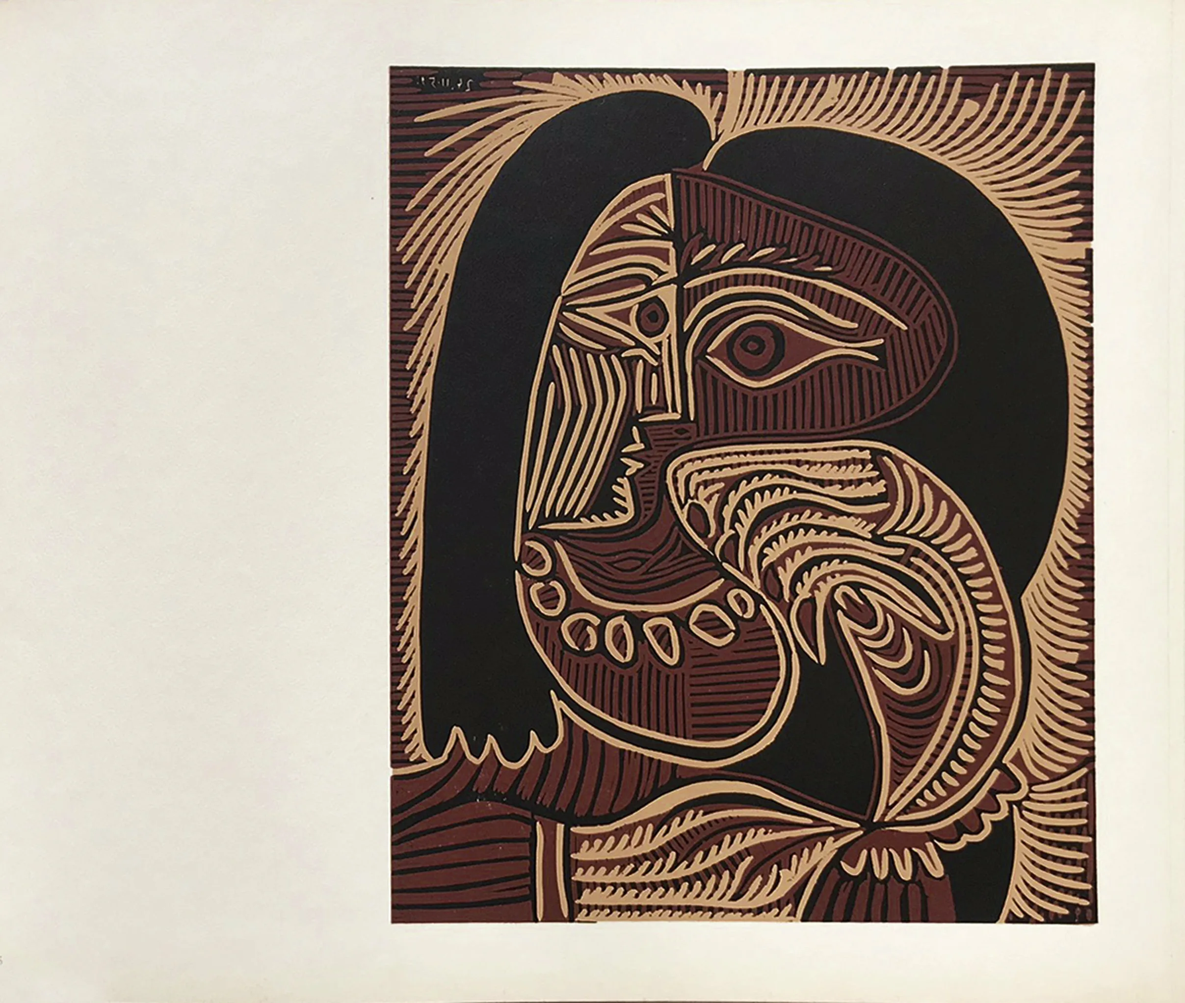 Pablo Picasso25, Linogravures Femme au collier 1962