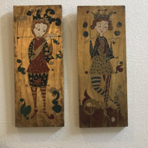Pair of Signed Folk Art, Sculptural Wall Objects