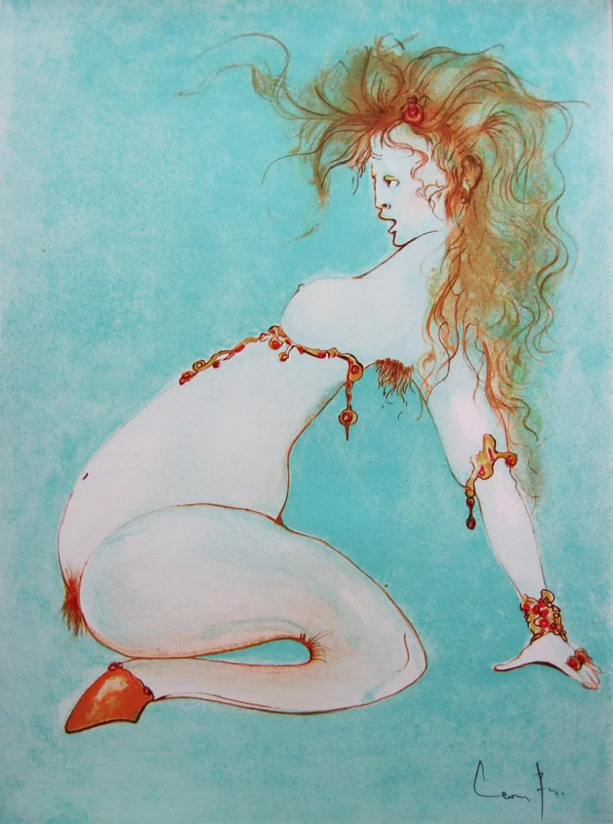 Leonor Fini, Pencil Signed Original Lithograph 1972, Pseudo Sonnet avec un intermede