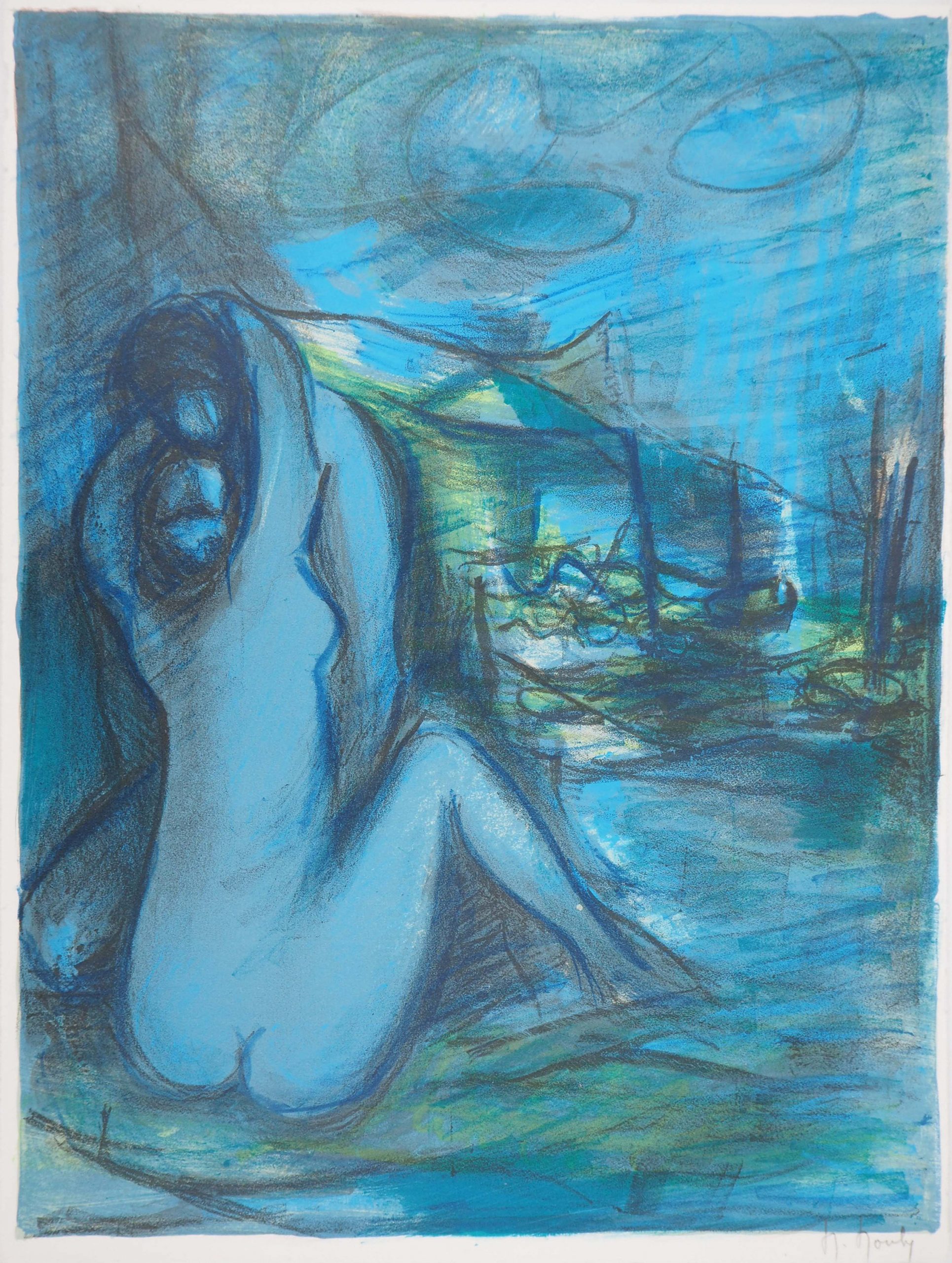 Marcel Mouly, Pencil Signed, Original Lithograph, Amour de Profile 1968