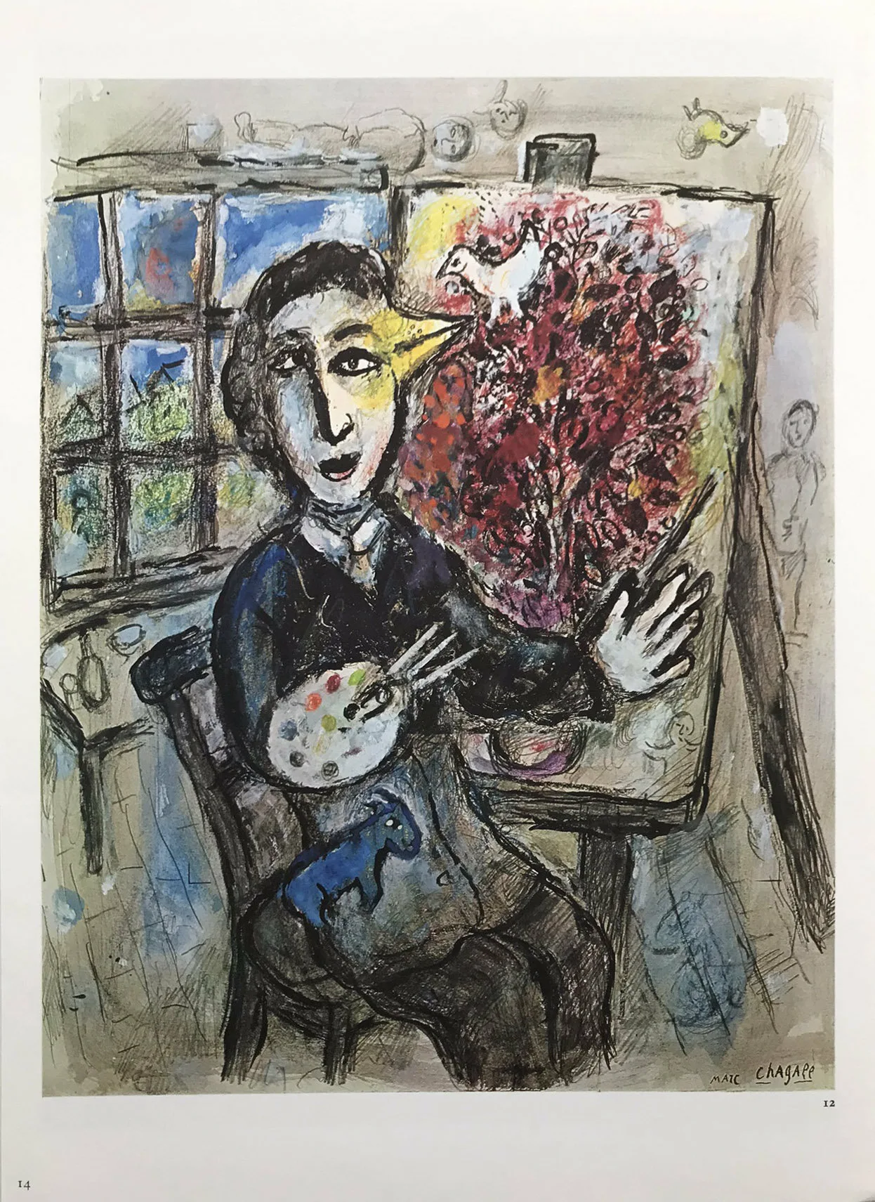 Marc Chagall Le Peintre Oiseau, DM04225 Derriere le miroir 1977