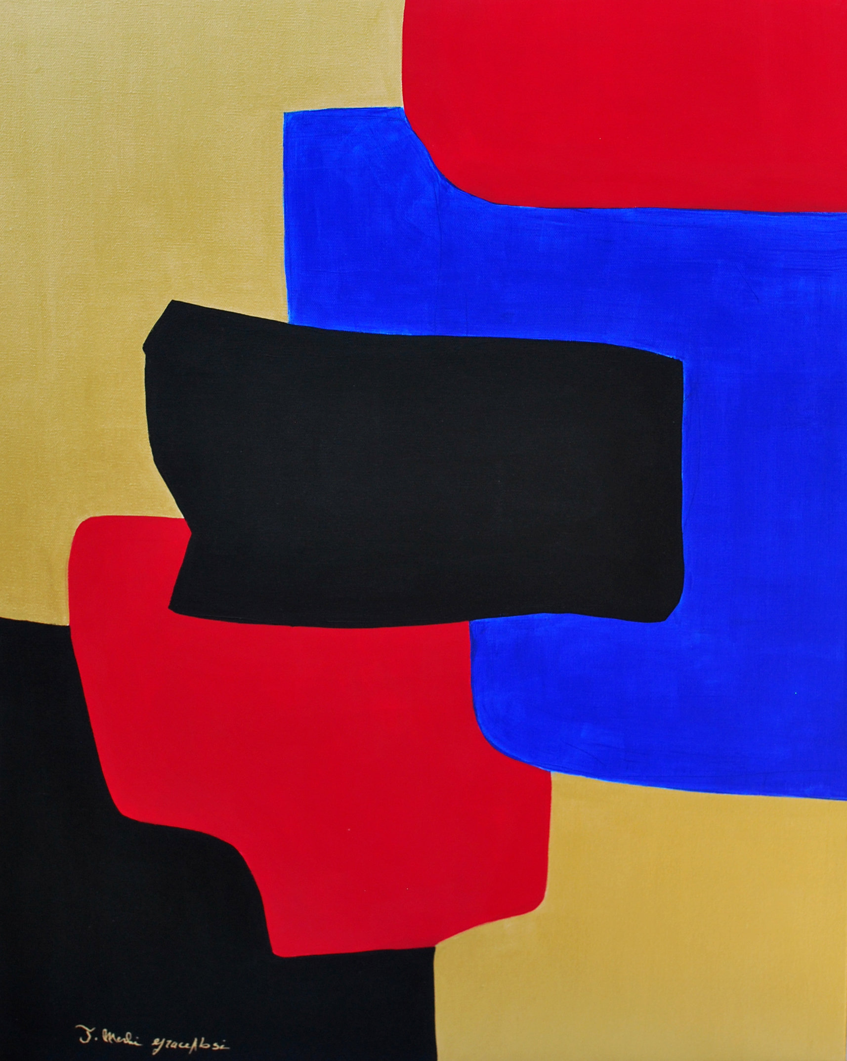 Grace Absi & J Merhi, Composition-3, Acrylic painting on Canvas