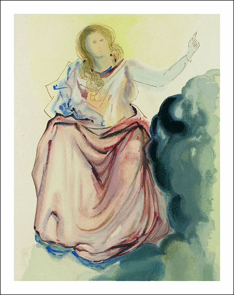 Salvador Dali Woodcut, Paradise 4 - Beatrice - divine comedy