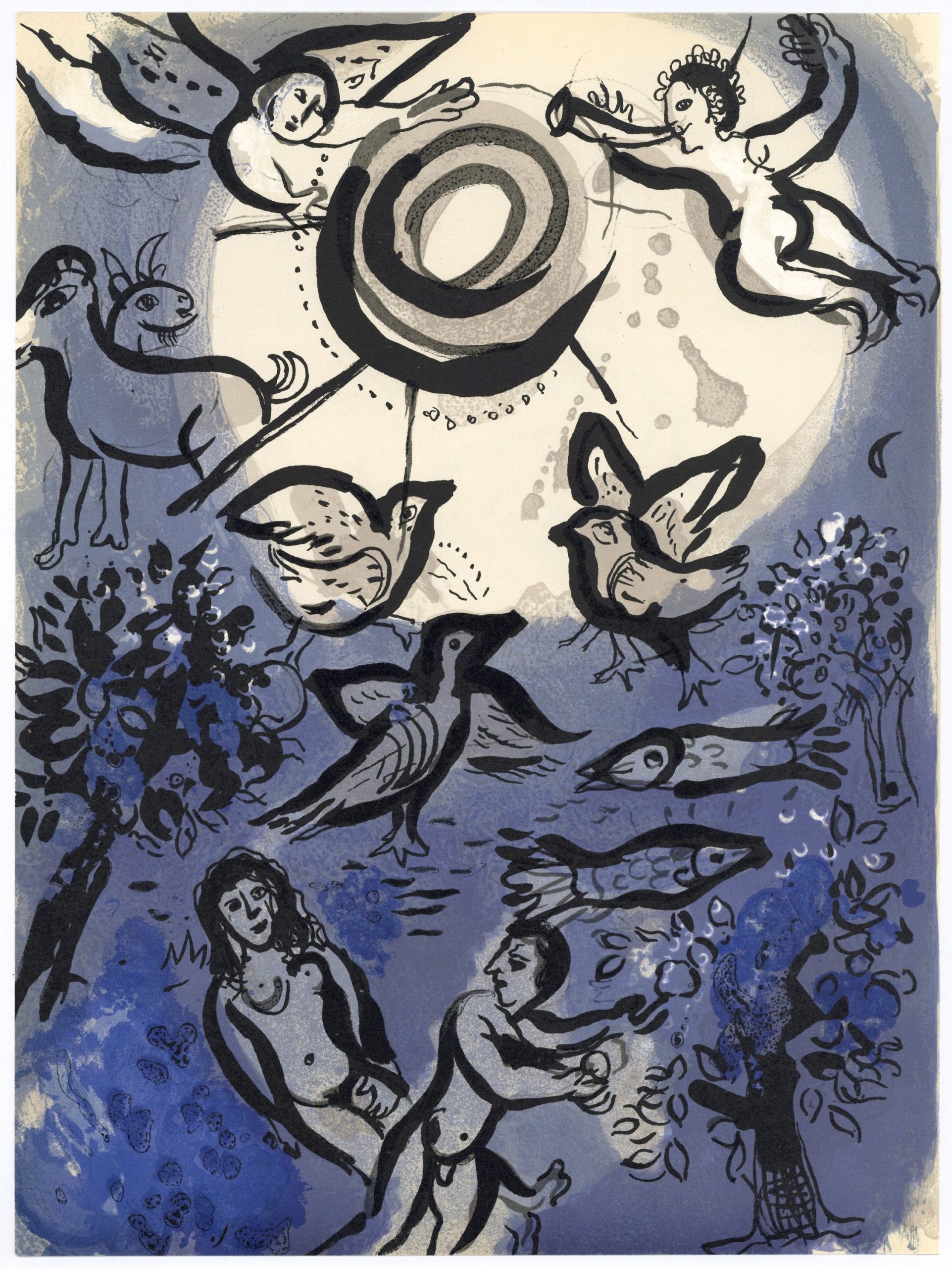 Marc Chagall, Lithograph 1960, Drawings for the Bible, Creation