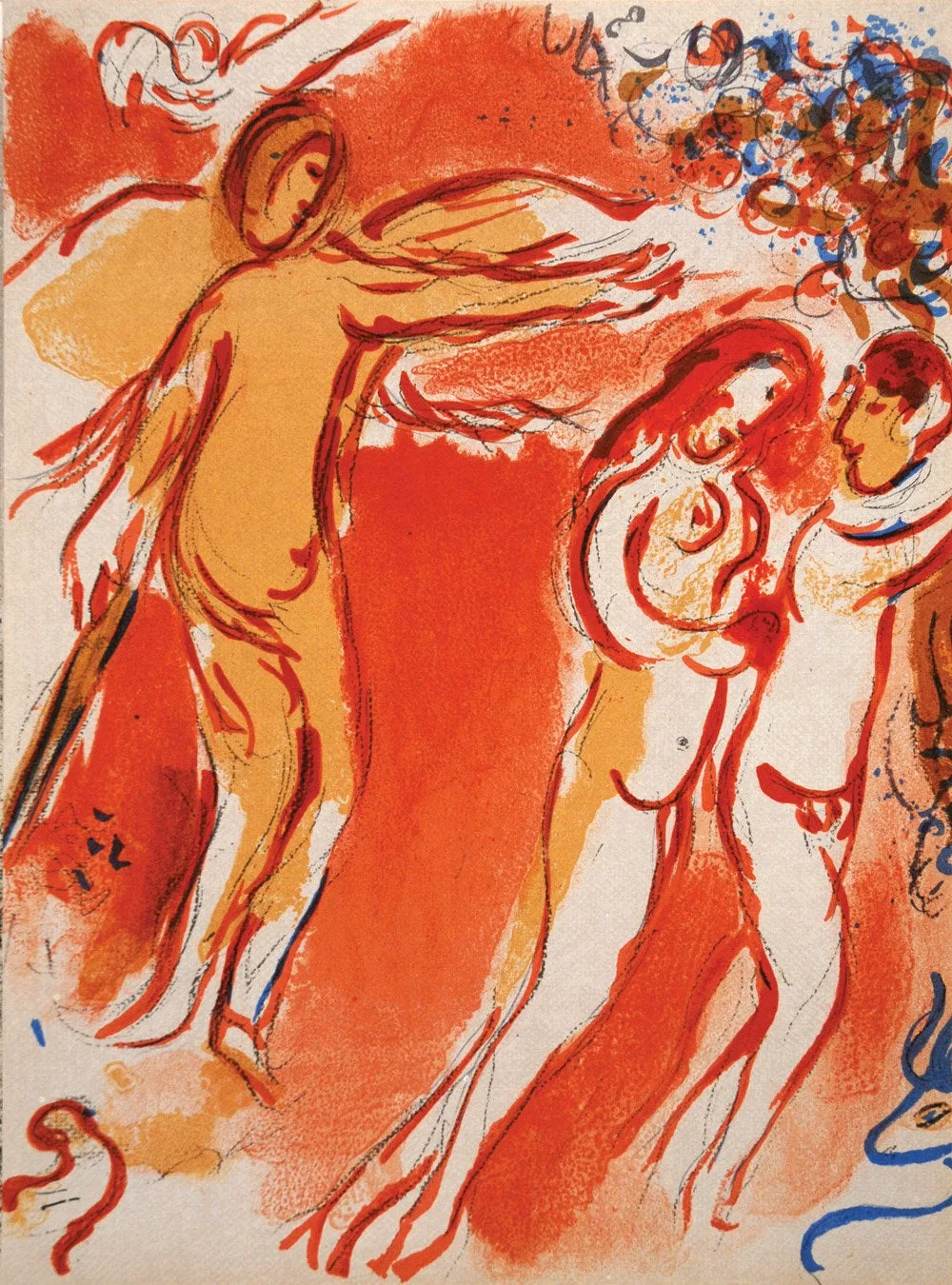 Marc Chagall, Original Lithograph 1960, Drawings for the Bible, Adam and Eve are banished from Paradise