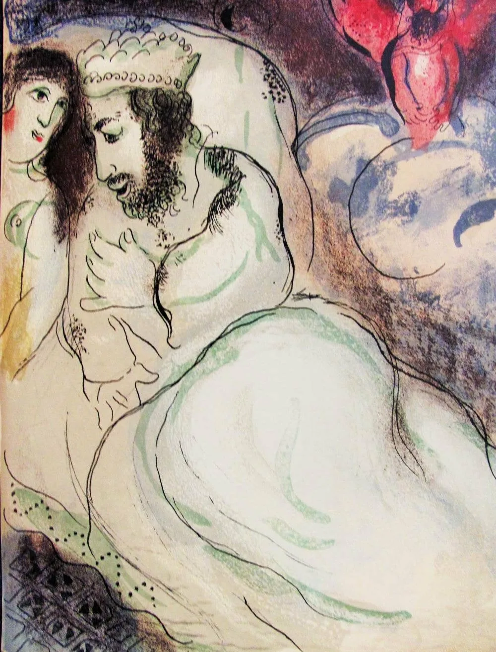 Marc Chagall, Original Lithograph 1960, Drawings for the Bible, Sarah and Abimelech