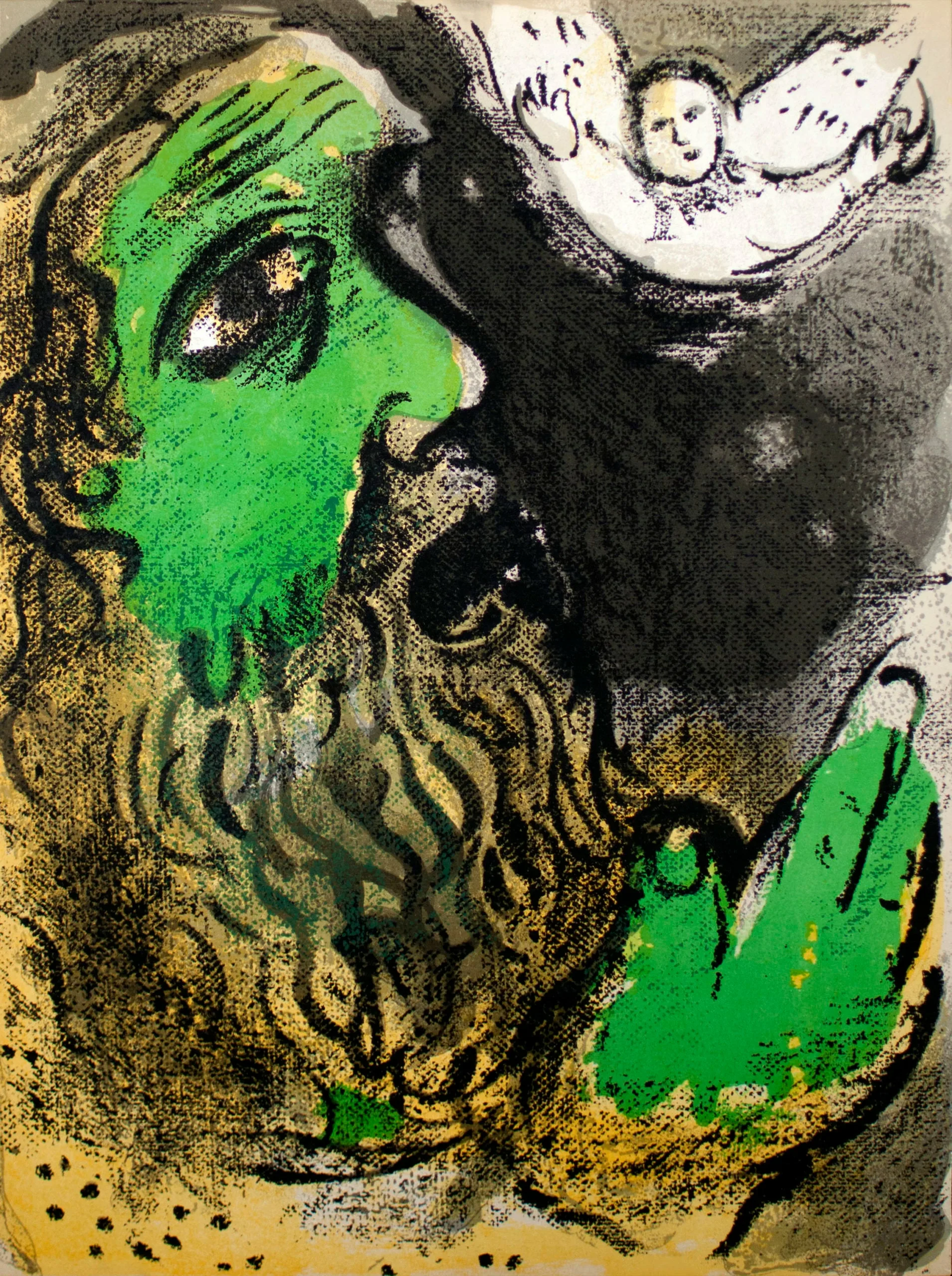 Marc Chagall, Original Lithograph 1960, Drawings for the Bible, Job Praying